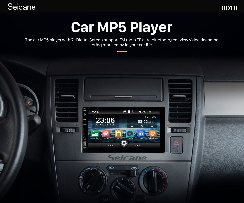Seicane Plug and Play MP5 Player Сенсорный экран Радио Bluetooth Музыкальный приемник Поддержка Carplay Android Auto IOS IPhone Siri Микрофон Голосовое управление Резервная камера Управление рулевым колесом