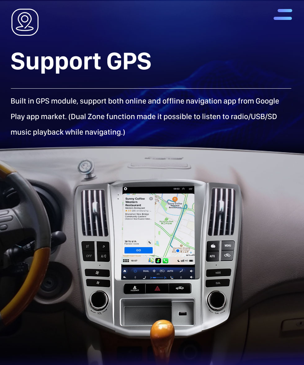 Seicane OEM 9,7 Zoll Android 10.0 für 2004–2008 Lexus RX330 RX300 RX350 RX400 Radio-GPS-Navigationssystem mit HD-Touchscreen-Bluetooth-Unterstützung Carplay OBD2 DVR TPMS