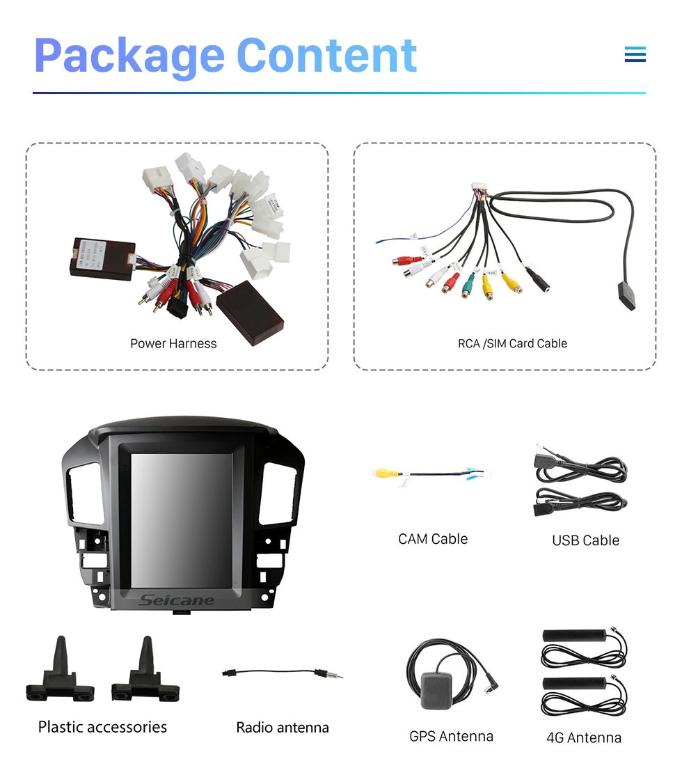 Seicane Écran tactile HD 9,7 pouces pour Lexus RX300 RX330 Toyota Harrier 1998 1997-2003 Android 10.0 Autoradio Système stéréo de voiture avec Bluetooth intégré Carplay DSP Prise en charge 360 ° Caméra DVR