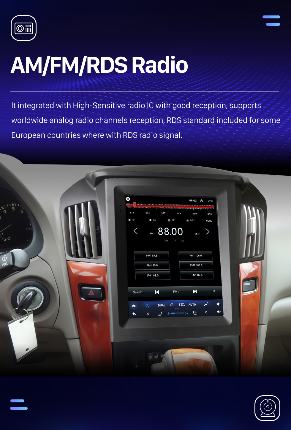 Seicane 9,7-Zoll-HD-Touchscreen für Lexus RX300 RX330 Toyota Harrier 1998 1997-2003 Android 10.0 Autoradio-Autoradio mit Bluetooth-integrierter Carplay-DSP-Unterstützung 360 ° -Kamera-DVR