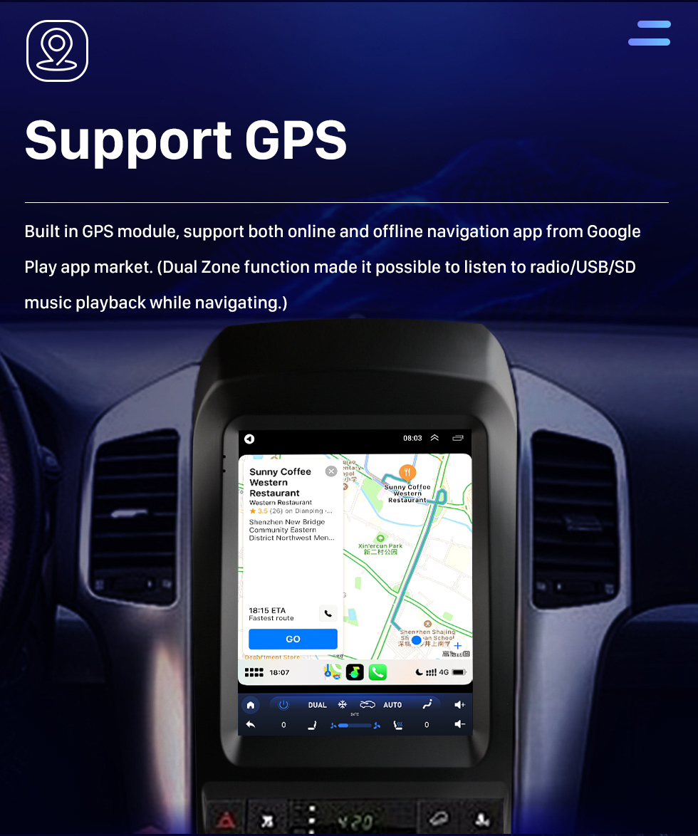 Seicane 9,7 pouces Android 10.0 Unité principale de navigation GPS pour 2006-2012 Chevy Chevrolet Captiva Radio USB avec prise en charge USB Bluetooth WIFI DVR OBD2 TPMS Commande au volant