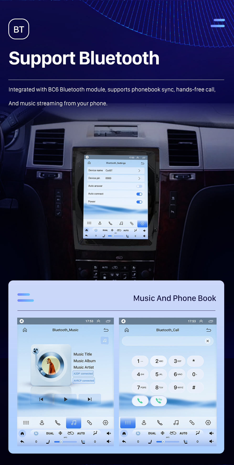Seicane Android 10.0 de 9,7 polegadas para 2007-2013 Cadillac SLS Radio GPS Navigation System com Bluetooth HD Touchscreen Carplay support DSP SWC DVR DAB + Backup Camera