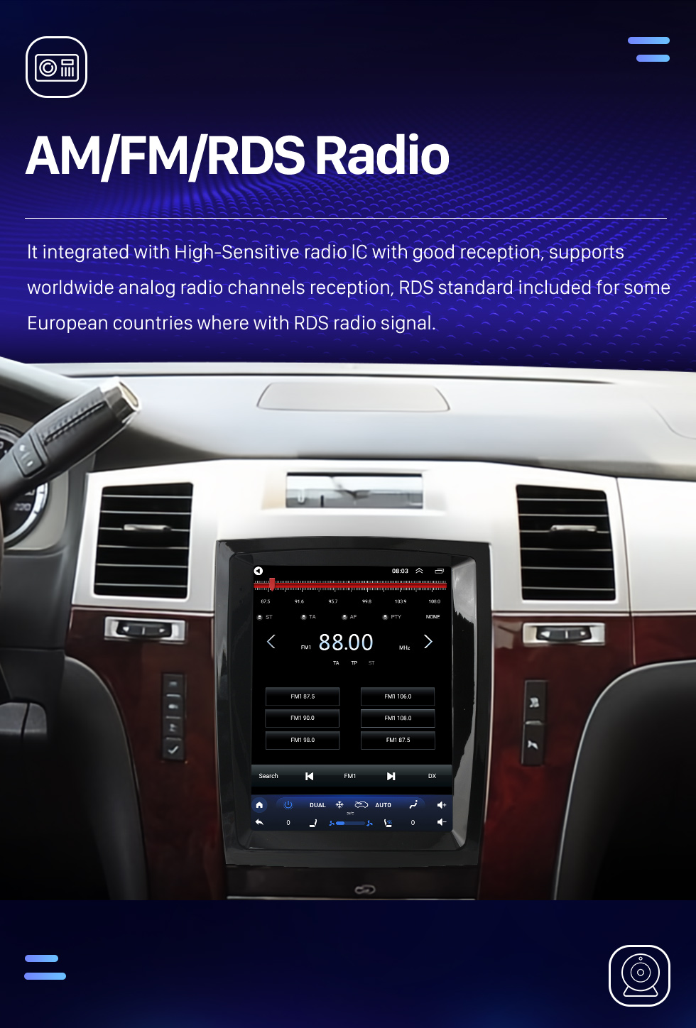 Seicane 9.7 pulgadas Android 10.0 para 2007-2013 Cadillac SLS Radio Sistema de navegación GPS con Bluetooth HD Pantalla táctil Soporte Carplay DSP SWC DVR DAB + Cámara de respaldo