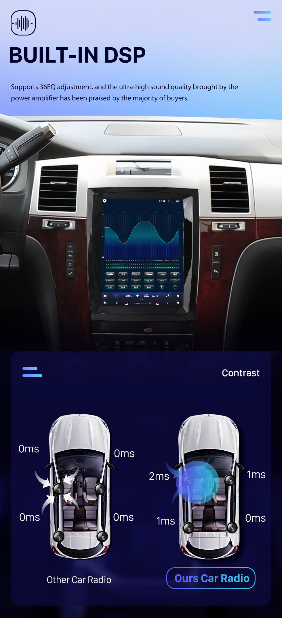 Seicane 9,7 pouces Android 10.0 pour 2007-2013 Cadillac SLS Radio Système de navigation GPS avec écran tactile Bluetooth HD Prise en charge de Carplay DSP SWC DVR DAB + Caméra de recul