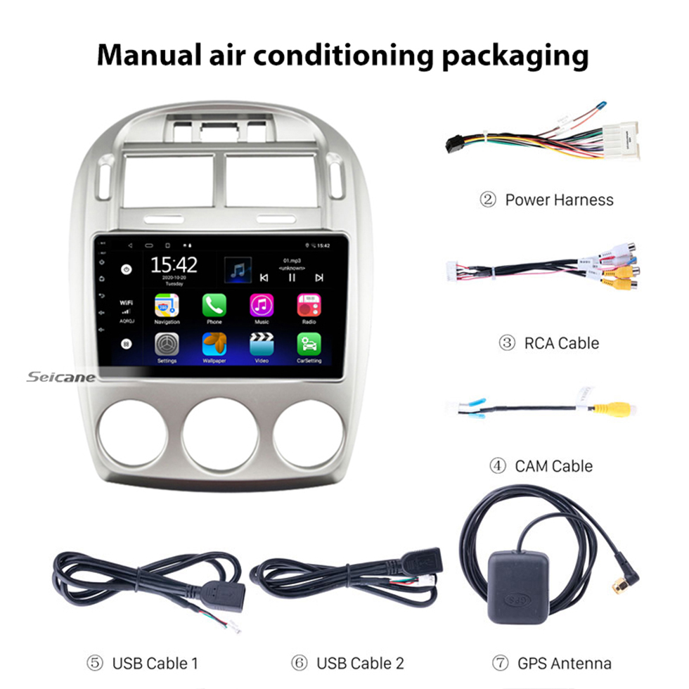 Seicane 9 Zoll Android 10.0 für 2005-2006 KIA CERATO Manuelles AC-Stereo-GPS-Navigationssystem mit Bluetooth OBD2 DVR TPMS-Rückfahrkamera Seicane 9 Zoll Android 10.0 für 2005-2006 KIA CERATO Manuelles AC-Stereo-GPS-Navigationssystem mit Bluetooth OBD2 DVR TPMS-Rückfahrkamera