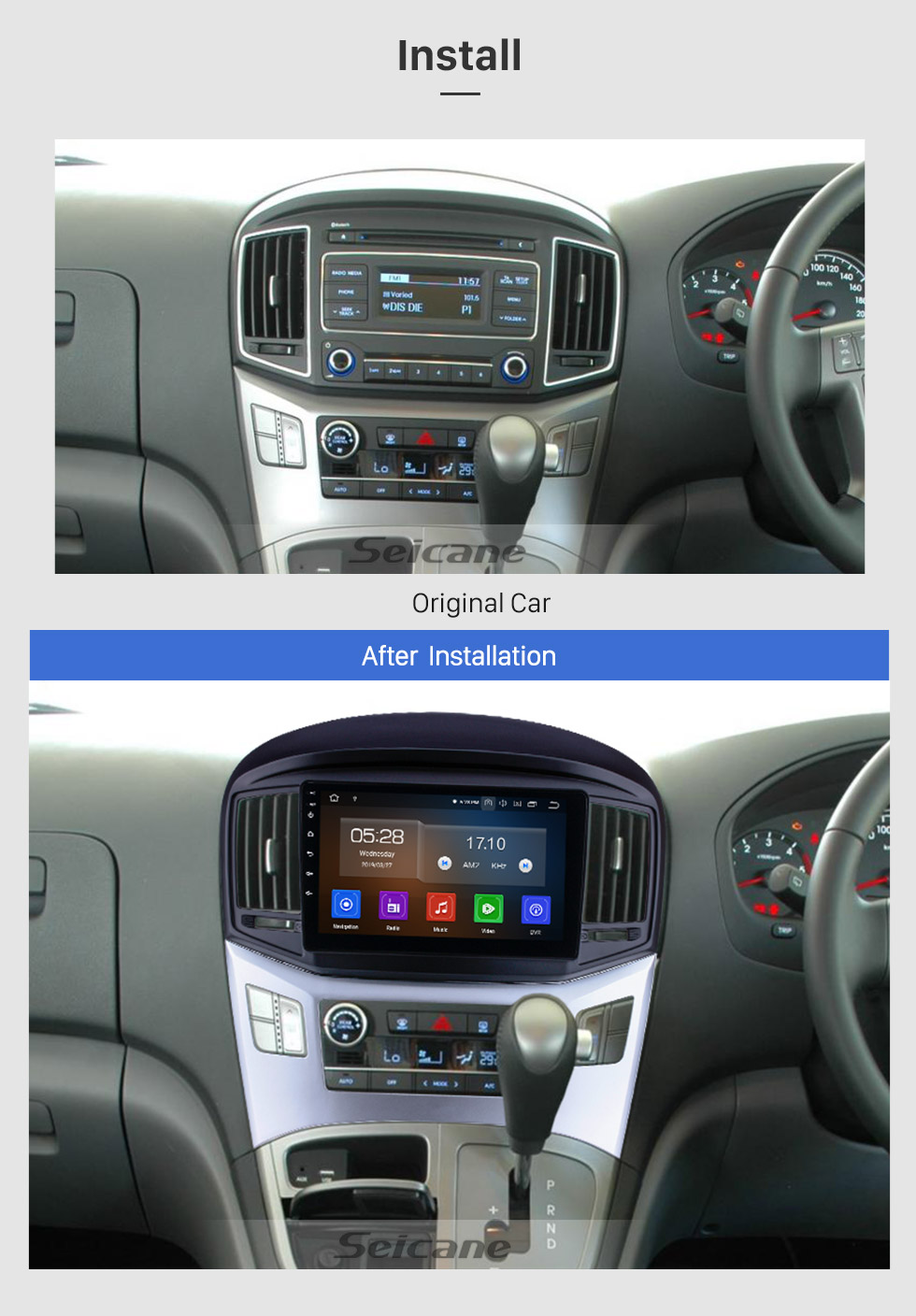 Seicane 9 inch Android 9.0 2016 2017 2018 HYUNDAI H1 Radio Upgrade GPS Navigation Car Stereo Touch Screen Bluetooth Mirror Link support OBD2 AUX 3G WiFi DVR 1080P Video DVD Player Seicane 9 inch Android 9.0 2016 2017 2018 HYUNDAI H1 Radio Upgrade GPS Navigation Car Stereo Touch Screen Bluetooth Mirror Link support OBD2 AUX 3G WiFi DVR 1080P Video DVD Player