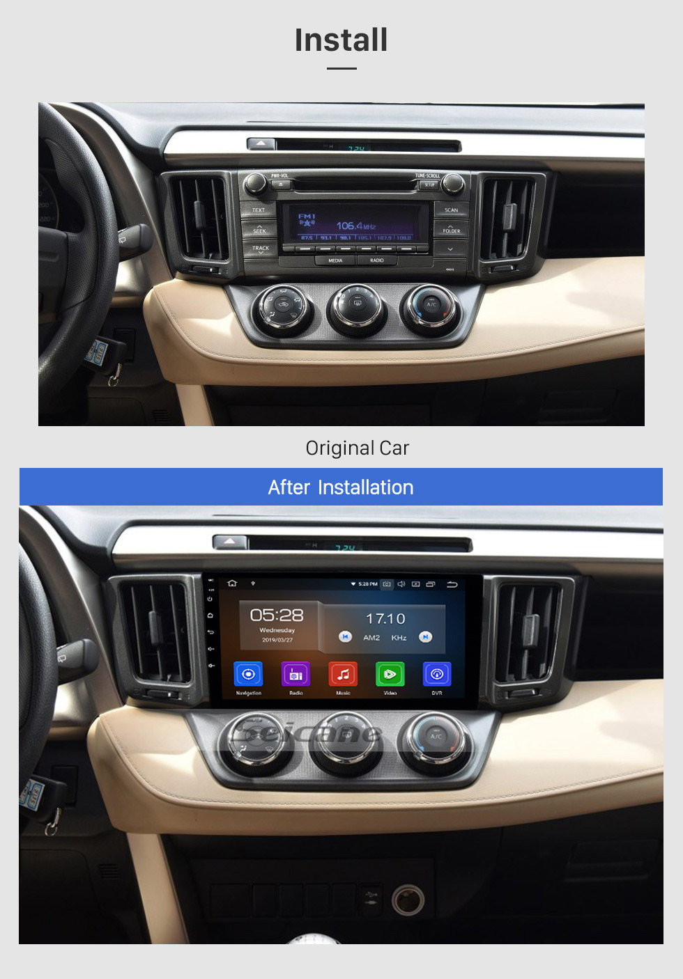 Seicane 2013-2018 Toyota RAV4 Left hand driving Android 9.0 9 inch GPS Navigation HD Touchscreen Radio WIFI Bluetooth USB AUX support DVD Player SWC 1080P Rearview Camera OBD TPMS Carplay Seicane 2013-2018 Toyota RAV4 Left hand driving Android 9.0 9 inch GPS Navigation HD Touchscreen Radio WIFI Bluetooth USB AUX support DVD Player SWC 1080P Rearview Camera OBD TPMS Carplay