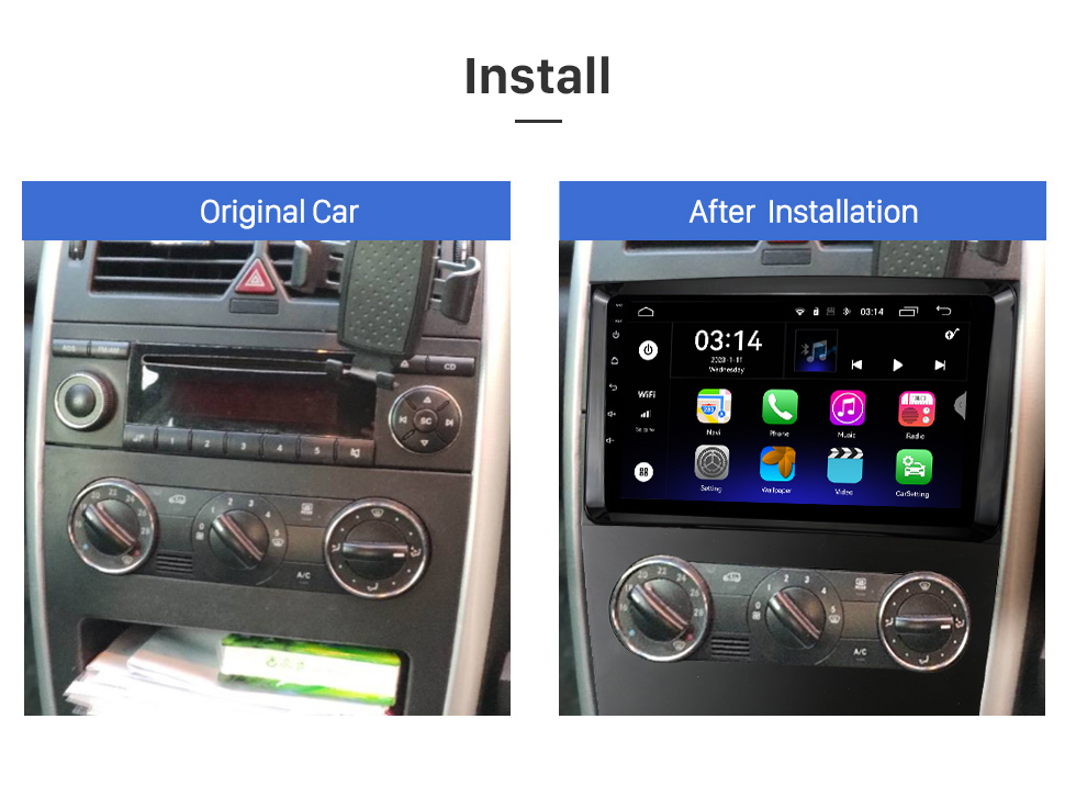 Seicane 9 pouces pour 2004-2012 BENZ B200/ A-KLASSE (W169)/ B-KLASSE (W245) Radio de navigation GPS avec écran tactile Bluetooth AUX prise en charge OBD2 DVR Carplay Seicane 9 pouces pour 2004-2012 BENZ B200/ A-KLASSE (W169)/ B-KLASSE (W245) Radio de navigation GPS avec écran tactile Bluetooth AUX prise en charge OBD2 DVR Carplay