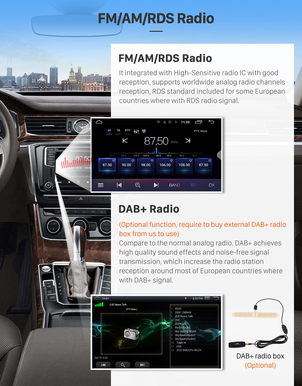 Seicane 9-дюймовый для 2004-2012 BENZ B200 / A-KLASSE (W169) / B-KLASSE (W245) GPS-навигация Радио с сенсорным экраном Поддержка Bluetooth AUX OBD2 DVR Carplay
