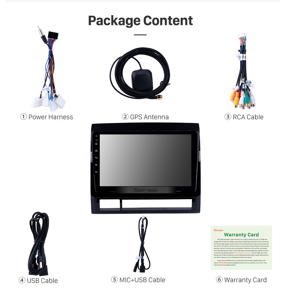 Seicane 2005-2013 TOYOTA TACOMA / HILUX (America Version) LHD Android 9.0 OEM 9 inch HD Touchscreen Radio Bluetooth GPS Navigation Stereo with WIFI USB FM music support SWC DVR Carplay DVD player Seicane 2005-2013 TOYOTA TACOMA / HILUX (America Version) LHD Android 9.0 OEM 9 inch HD Touchscreen Radio Bluetooth GPS Navigation Stereo with WIFI USB FM music support SWC DVR Carplay DVD player