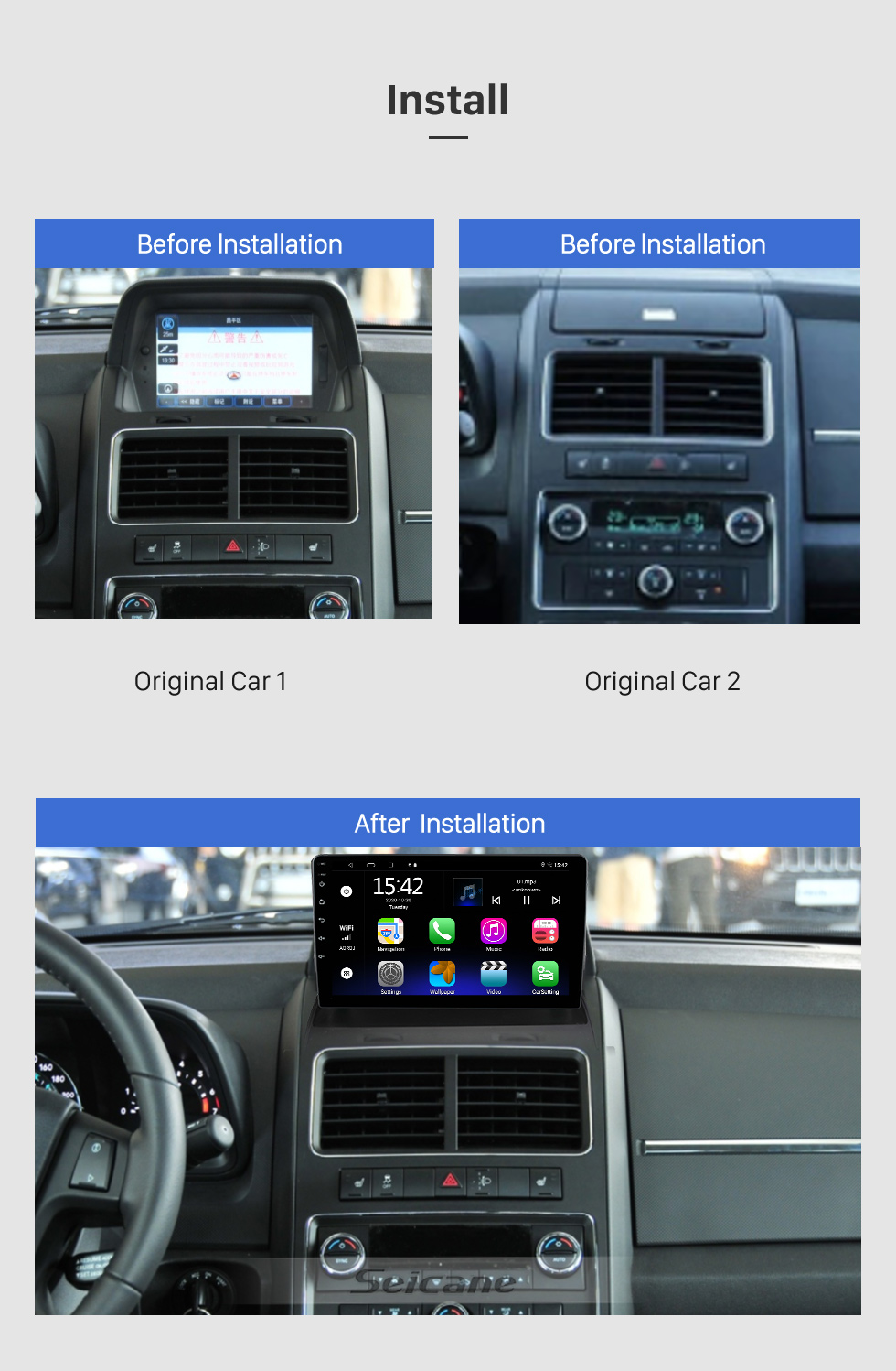 Seicane OEM 9 pouces Android 10.0 pour 2009-2012 DODGE JOURNEY Radio Système de navigation GPS avec écran tactile HD Prise en charge Bluetooth Carplay OBD2 DVR TPMS