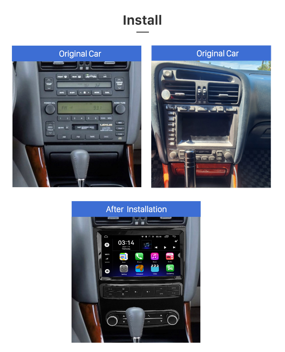 Seicane 9 inch Android 13.0  for 1995-2006 LEXUS IS200 IS300 GS300 / TOYOTA Altezza Stereo GPS navigation system  with Bluetooth touch Screen support Camera
