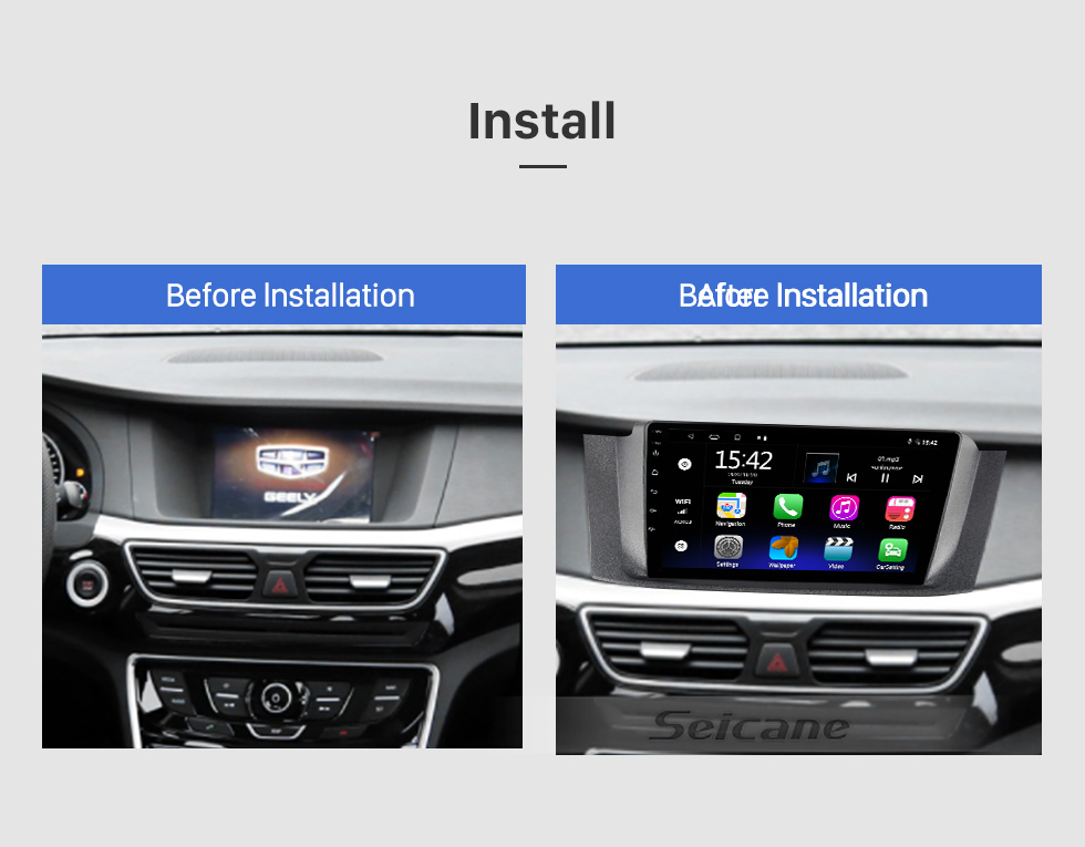 Seicane OEM 9 inch Android 10.0 for 2015-2017 geely borui Radio GPS Navigation System With HD Touchscreen Bluetooth support Carplay OBD2 DVR TPMS