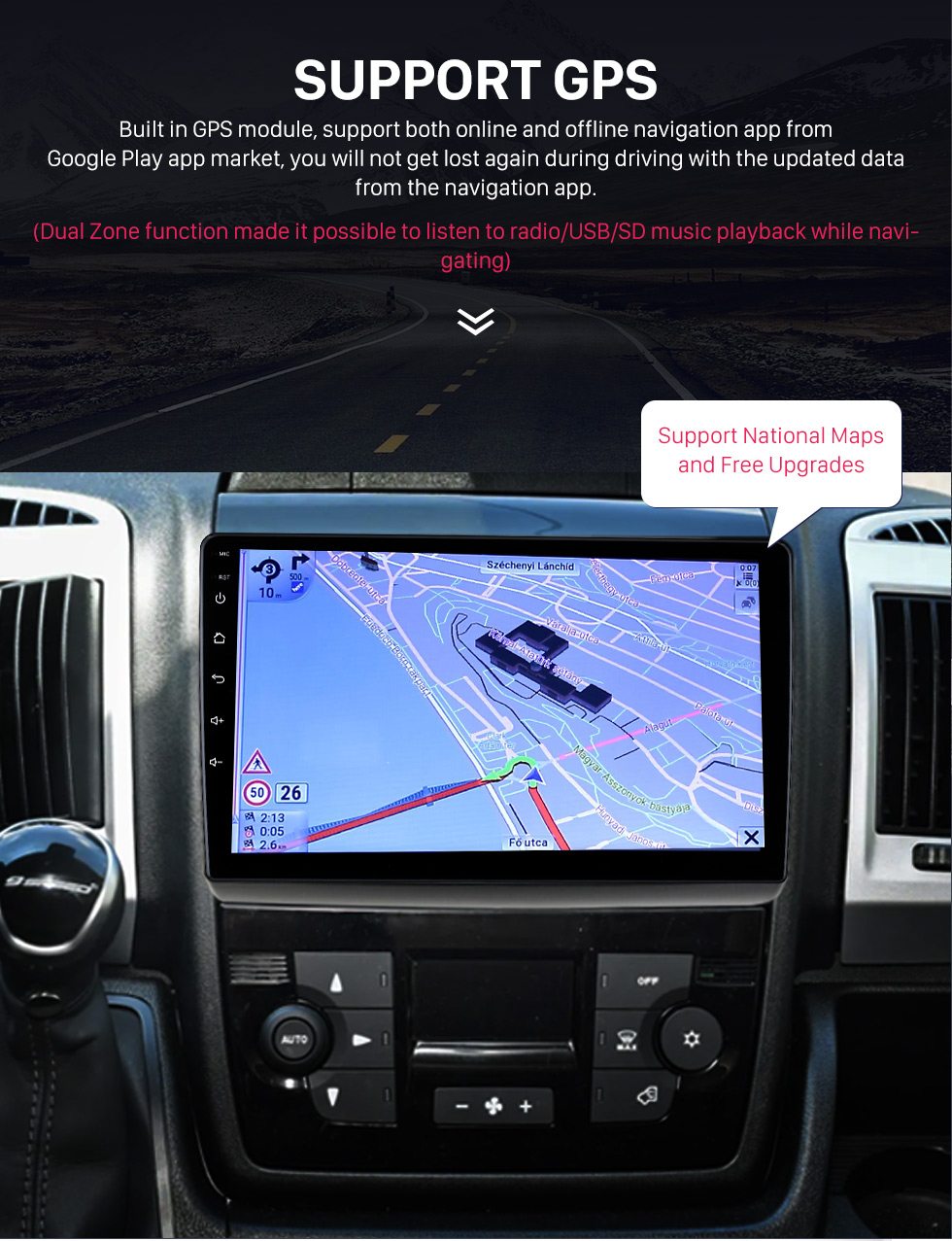 Seicane Tela sensível ao toque Android 10.0 de 9 polegadas para 2011+ FIAT DUCATO Radio Stereo com Carplay DSP RDS support Steering Wheel Control