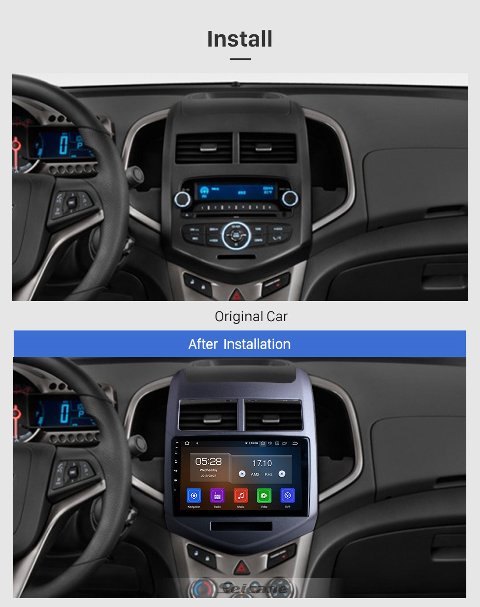 Seicane 2010 2011 2012 2013 Chevy Chevrolet AVEO Android 9.0 Radio GPS Navigation Bluetooth HD TouchScreen WiFi Spiegel-Verbindungs-Rückansicht Unterstützung DVR 1080P Video OBD Seicane 2010 2011 2012 2013 Chevy Chevrolet AVEO Android 9.0 Radio GPS Navigation Bluetooth HD TouchScreen WiFi Spiegel-Verbindungs-Rückansicht Unterstützung DVR 1080P Video OBD