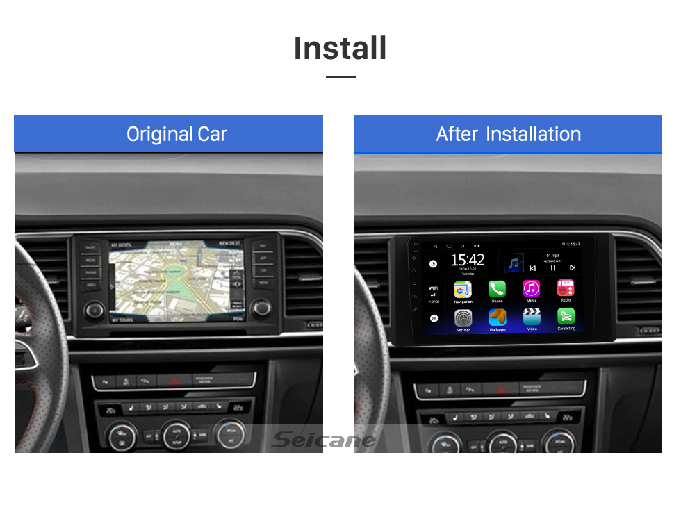Seicane 9 Zoll Android 13.0 für 2016-2021 SEAT ATECA GPS Navigationsradio mit Bluetooth HD Touchscreen WIFI Unterstützung TPMS DVR Carplay Rückfahrkamera DAB+