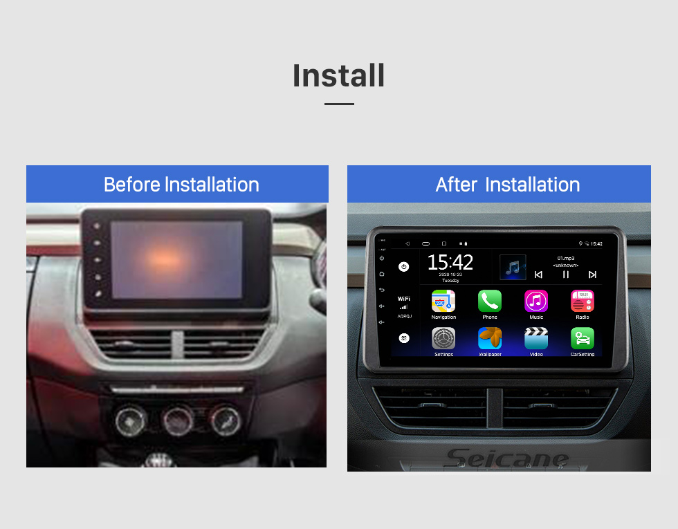 Seicane 9 inch Android 10.0  for 2021 RENAULT KIGER Stereo GPS navigation system  with Bluetooth OBD2 DVR TPMS Rearview Camera