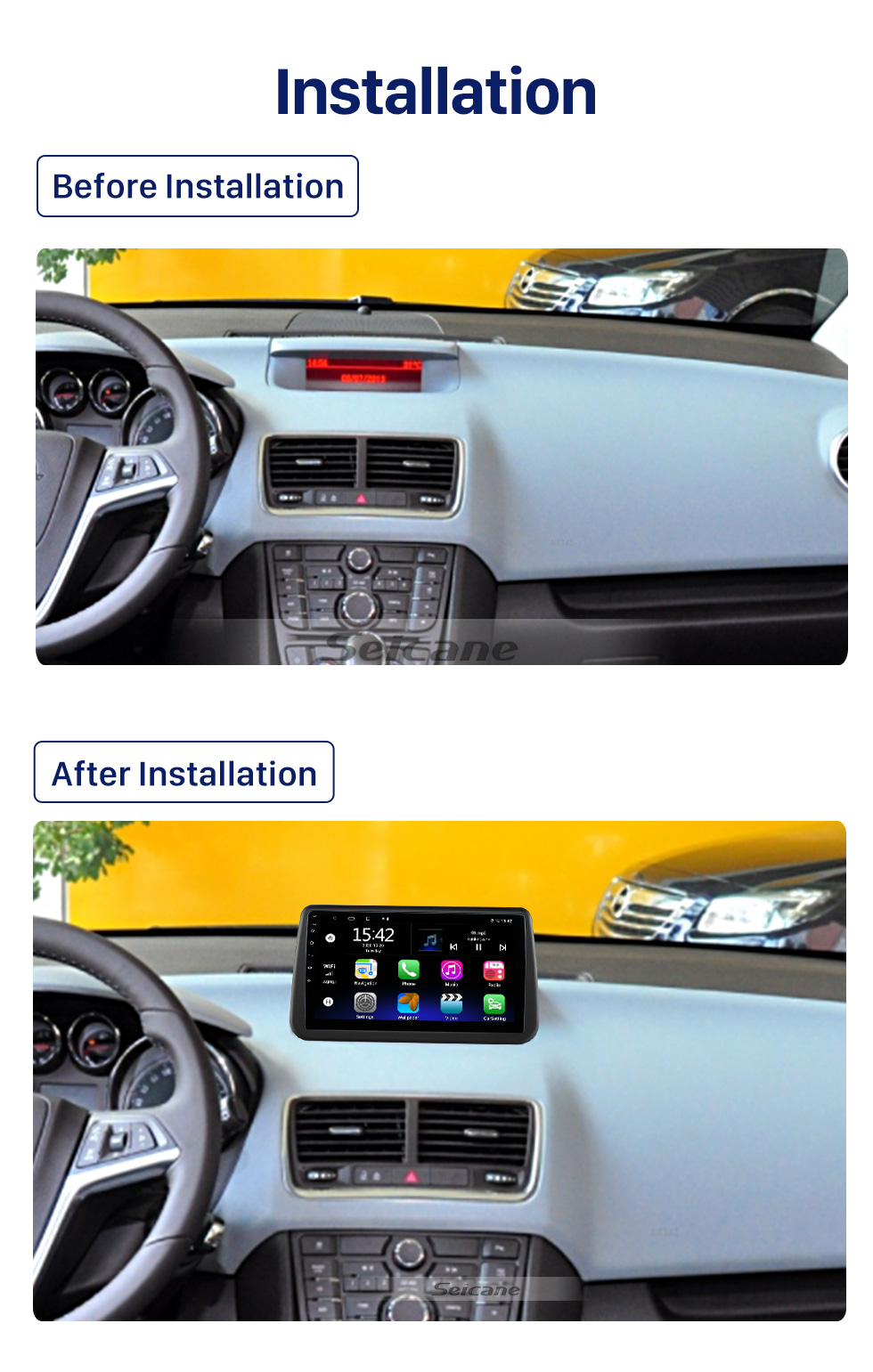 Seicane 9 pulgadas Android 12.0 para 2010-2014 OPEL MERIVA Sistema de navegación GPS estéreo con pantalla táctil Bluetooth compatible con cámara de visión trasera