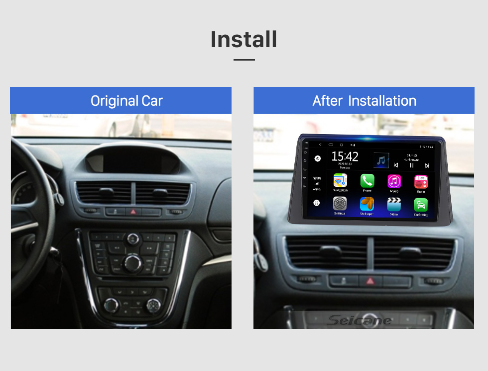 Seicane 9 Zoll Android 10.0 für Vasterortsimportforetag KB Opel Mokka Jahr 2013-2014 GPS-Navigationsradio mit Bluetooth HD Touchscreen-Unterstützung Rückfahrkamera DVR Carplay