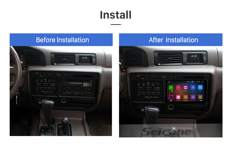 Seicane OEM 9 pouces Android 13.0 pour 1998-2002 TOYOTA LAND CRUISER 90 LHD Radio Système de navigation GPS avec écran tactile HD Prise en charge Bluetooth Carplay OBD2 DVR TPMS Seicane OEM 9 pouces Android 13.0 pour 1998-2002 TOYOTA LAND CRUISER 90 LHD Radio Système de navigation GPS avec écran tactile HD Prise en charge Bluetooth Carplay OBD2 DVR TPMS