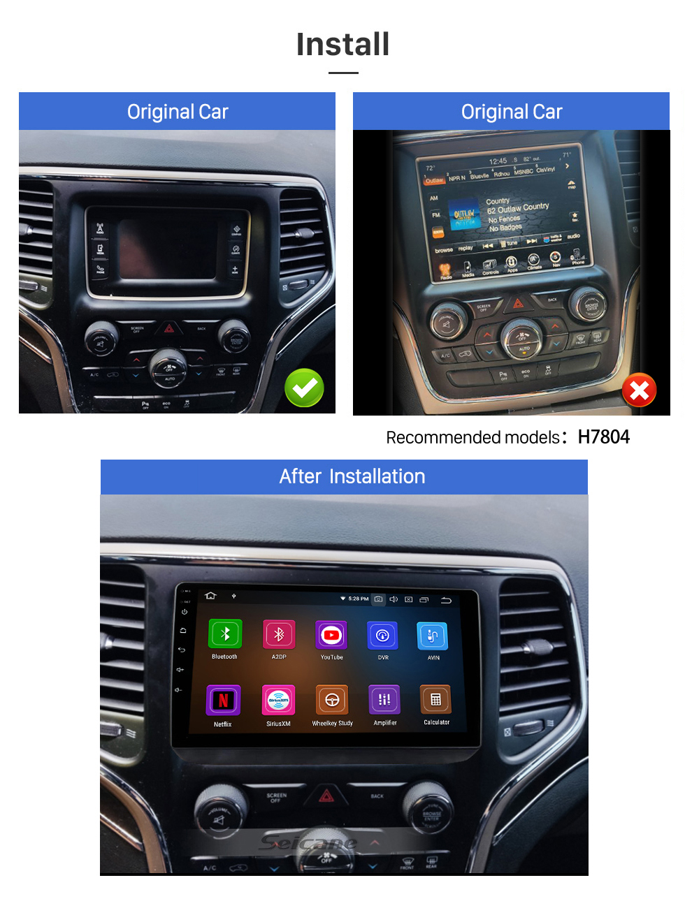 Seicane 9 pouces Android 13.0 pour 2015 jeep grand Cherokee système de navigation GPS stéréo avec Bluetooth OBD2 DVR TPMS caméra de recul Seicane 9 pouces Android 13.0 pour 2015 jeep grand Cherokee système de navigation GPS stéréo avec Bluetooth OBD2 DVR TPMS caméra de recul