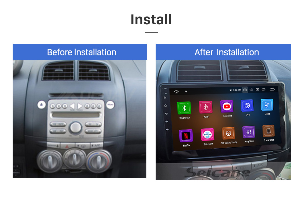 Seicane OEM 10.1 pulgadas Android 10.0/11.0 para 2006-2011 PROTON MYVI/ DAIHATSU SIRION/ TOYOTA PASSO Radio Sistema de navegación GPS con pantalla táctil HD Soporte Bluetooth Carplay DVR TPMS