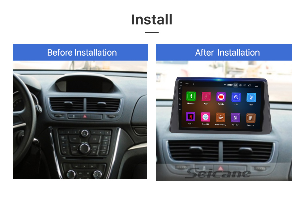 Seicane Carplay 9 Zoll HD Touchscreen Android 12.0 für 2013 2014-2016 BUCK ENCORE OPEL MOKKA GPS-Navigation Android Auto Head Unit Unterstützung DAB+ OBDII WiFi Lenkradsteuerung