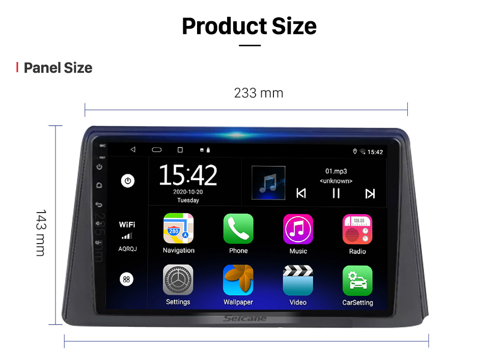 Seicane Carplay 9 inch HD Touchscreen Android 12.0 for 2013 2014-2016 BUCK ENCORE OPEL MOKKA GPS Navigation Android Auto Head Unit Support DAB+ OBDII WiFi Steering Wheel Control