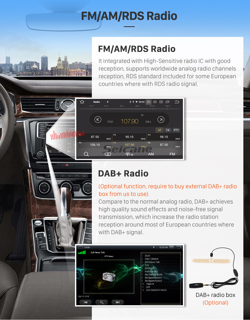 Seicane Carplay 9 pouces HD Écran tactile Android 12.0 pour 2013 2014-2016 BUCK ENCORE OPEL MOKKA Navigation GPS Android Auto Head Unit Support DAB + OBDII WiFi Commande au volant