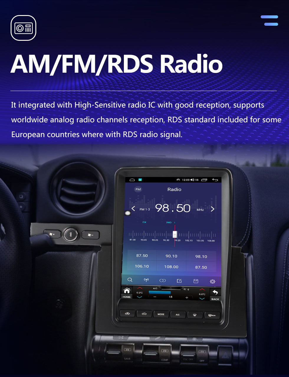 Seicane Rádio OEM Android 10.0 de 9,7 polegadas para 2008-2015 Nissan GTR GT-R R35 GT-50 R50 Bluetooth WIFI HD Touchscreen GPS Suporte de navegação Carplay AHD câmera DAB + OBD2