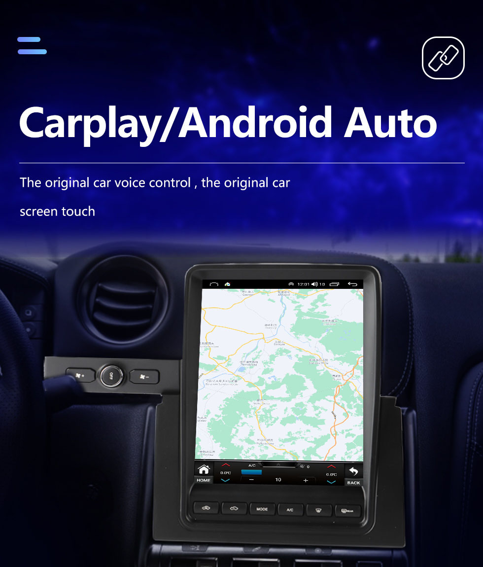 Seicane OEM 9,7 pouces Android 10.0 Radio pour 2008-2015 Nissan GTR GT-R R35 GT-50 R50 Bluetooth WIFI HD Écran tactile Navigation GPS Prise en charge de la caméra Carplay AHD DAB + OBD2