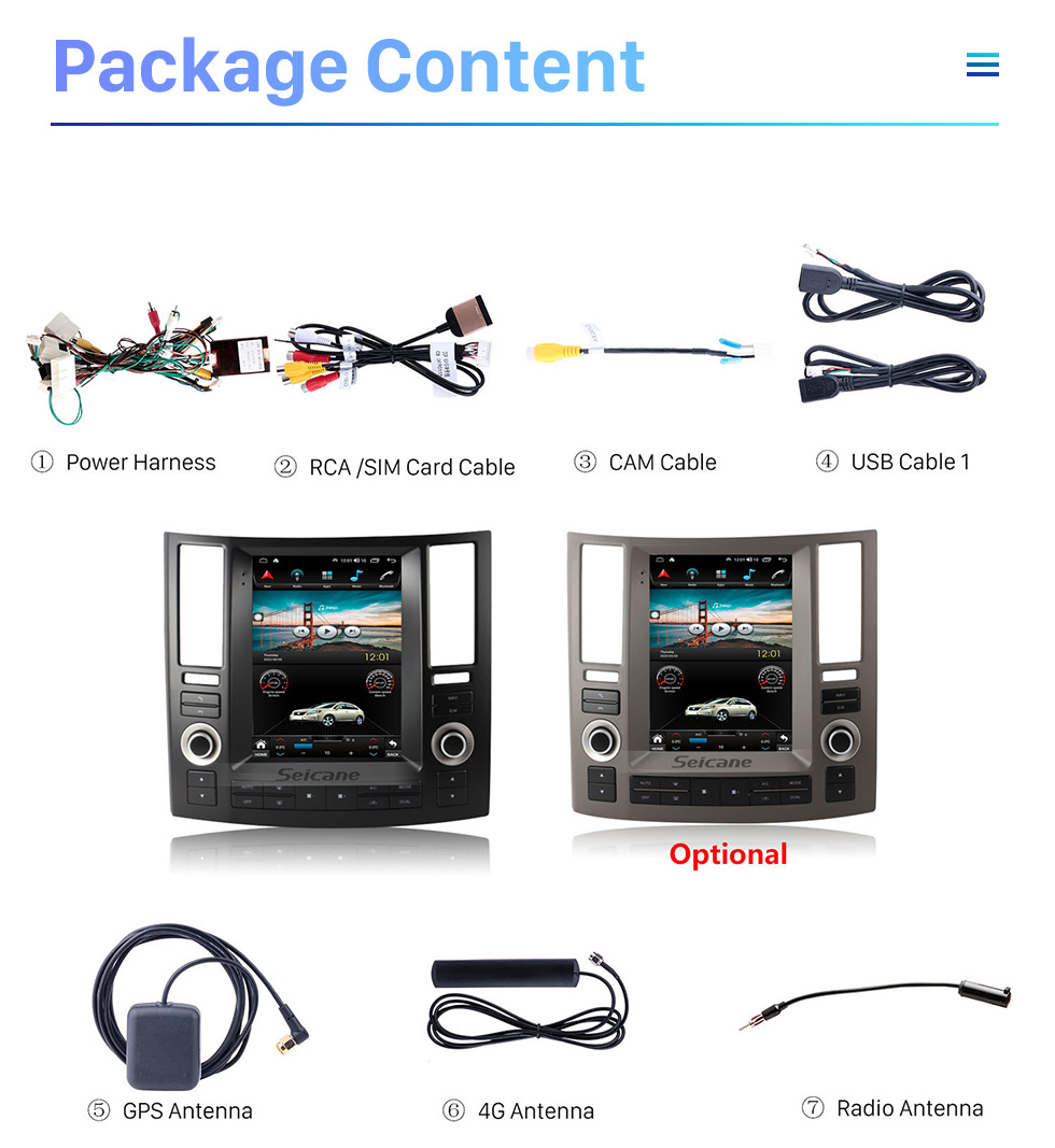 Seicane 9,7 pouces pour 2007-2009 INFINITI FX FX35 FX45 Android 10.0 Unité principale Navigation GPS Radio USB avec prise en charge USB Bluetooth WIFI DVR OBD2 Commande au volant TPMS Seicane 9,7 pouces pour 2007-2009 INFINITI FX FX35 FX45 Android 10.0 Unité principale Navigation GPS Radio USB avec prise en charge USB Bluetooth WIFI DVR OBD2 Commande au volant TPMS