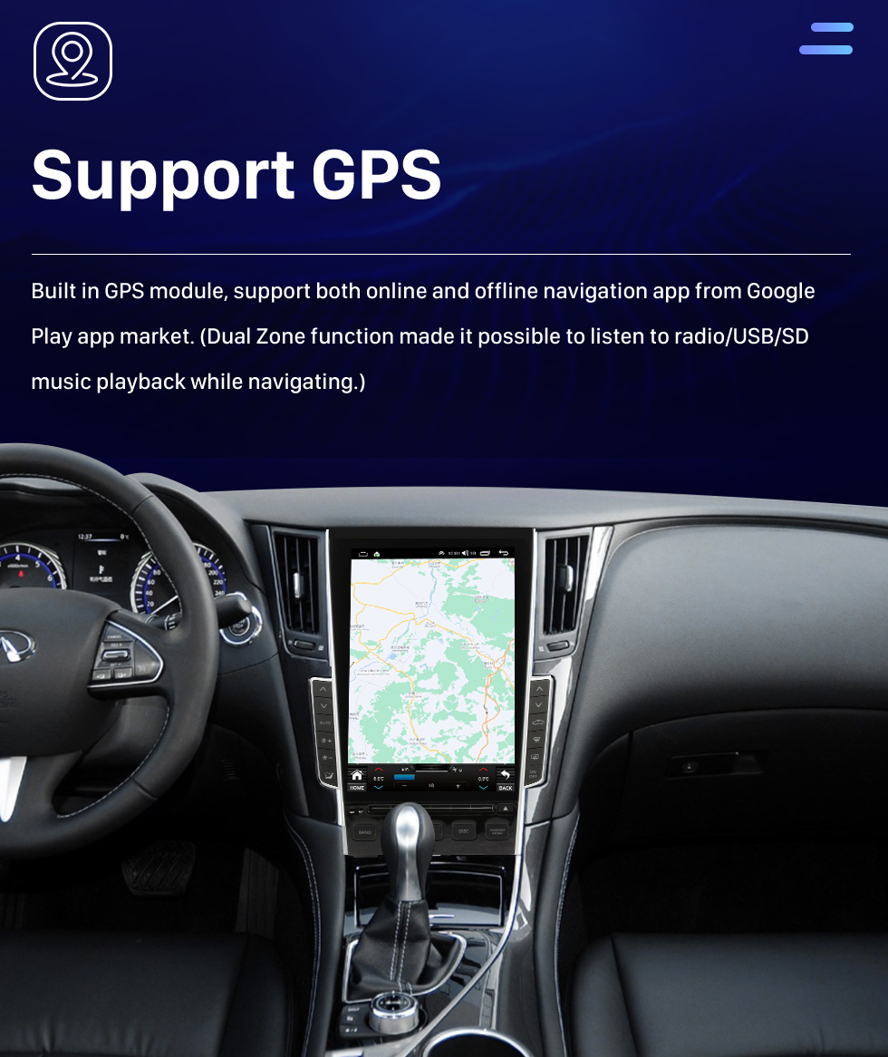 Seicane OEM 12,1 polegadas Android 10.0 para 2012-2020 INFINITI Q50L Radio GPS Navigation System Com HD Touchscreen Bluetooth suporte Carplay OBD2 DVR TPMS