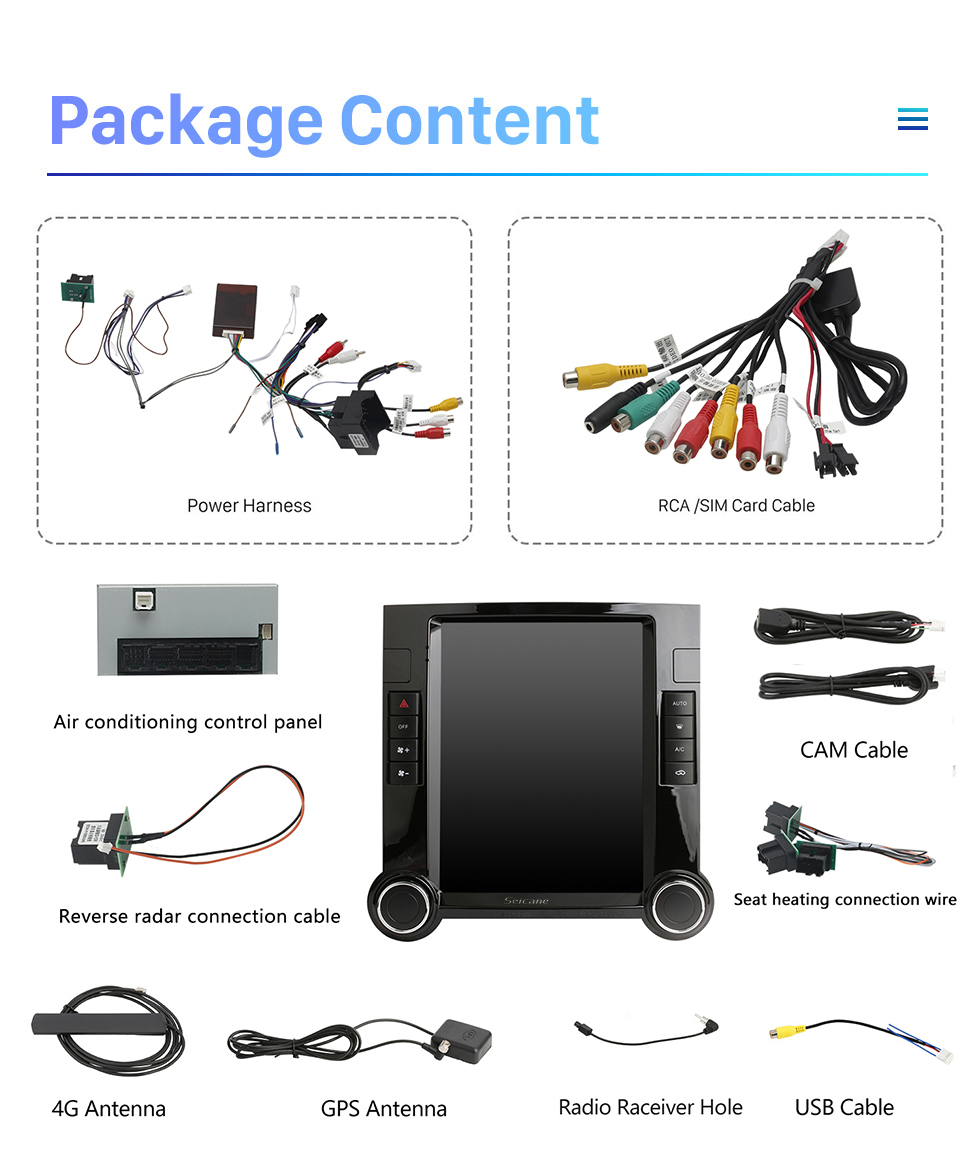 Seicane Écran tactile HD de 9,7 pouces pour 2003-2010 VW Volkswagen Touareg Android 10.0 Autoradio Système stéréo de voiture avec Bluetooth Carplay DSP Support AHD Camera DVR