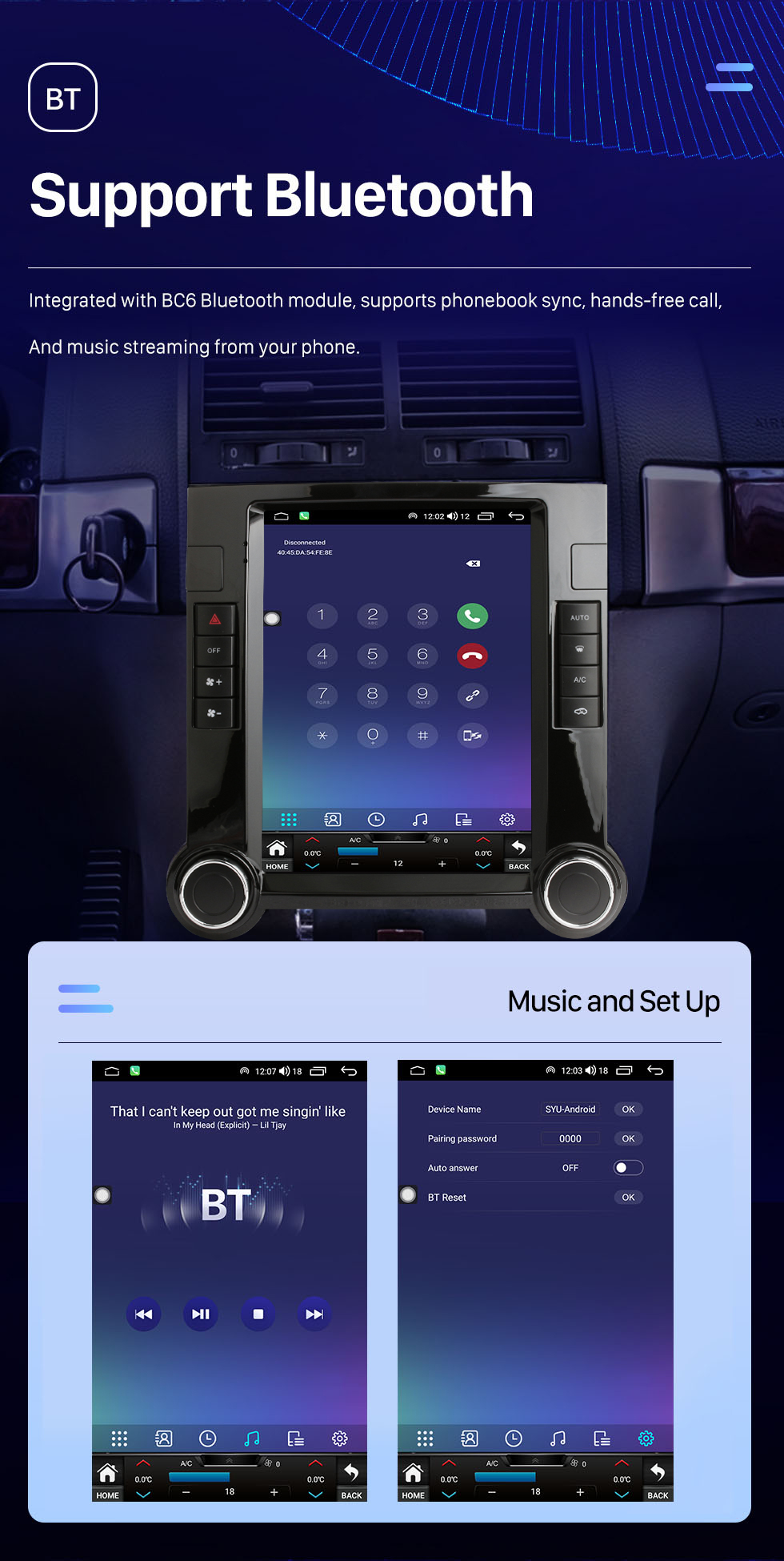 Seicane 9,7 Zoll HD Touchscreen für 2003–2010 VW Volkswagen Touareg Android 10.0 Autoradio Autoradio mit Bluetooth Carplay DSP Unterstützung AHD Kamera DVR