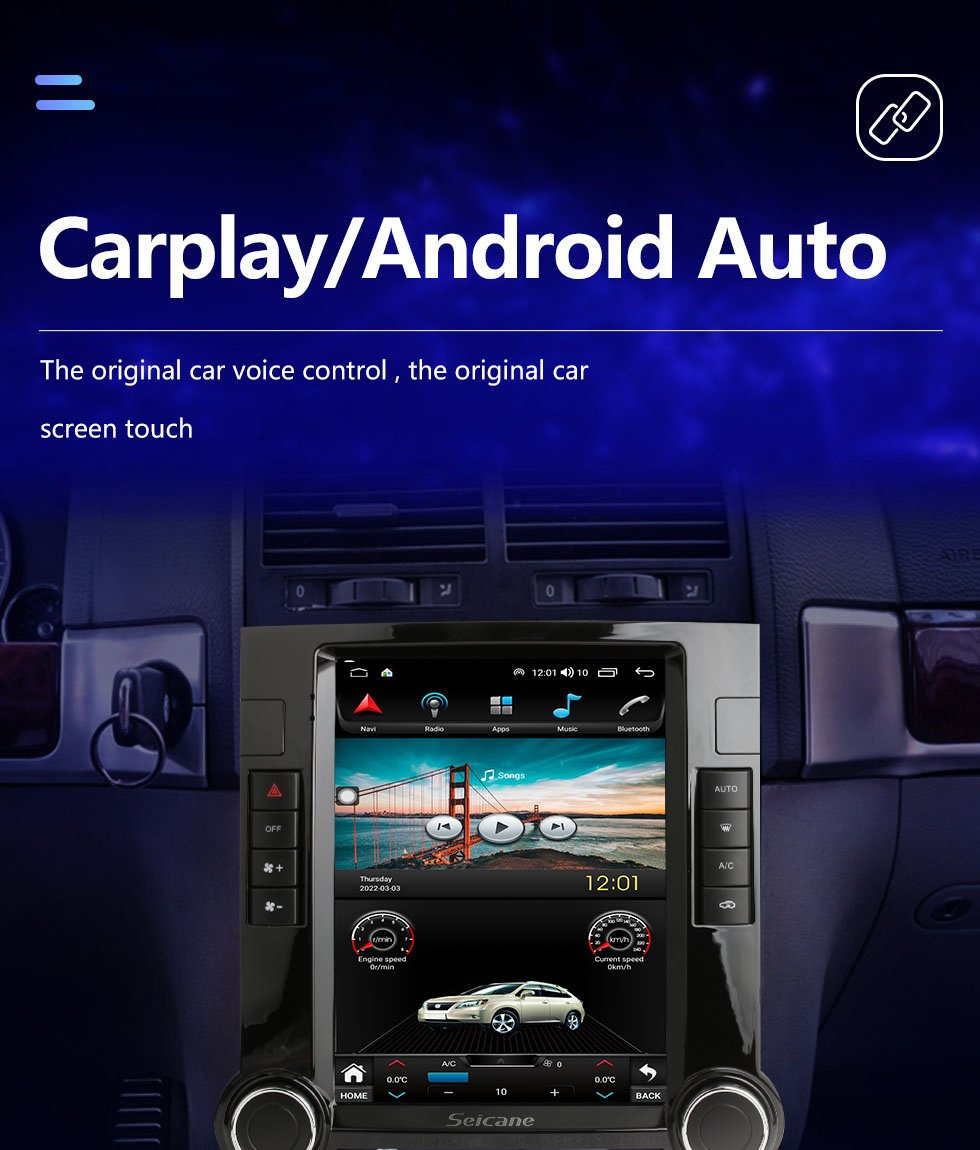 Seicane Écran tactile HD de 9,7 pouces pour 2003-2010 VW Volkswagen Touareg Android 10.0 Autoradio Système stéréo de voiture avec Bluetooth Carplay DSP Support AHD Camera DVR