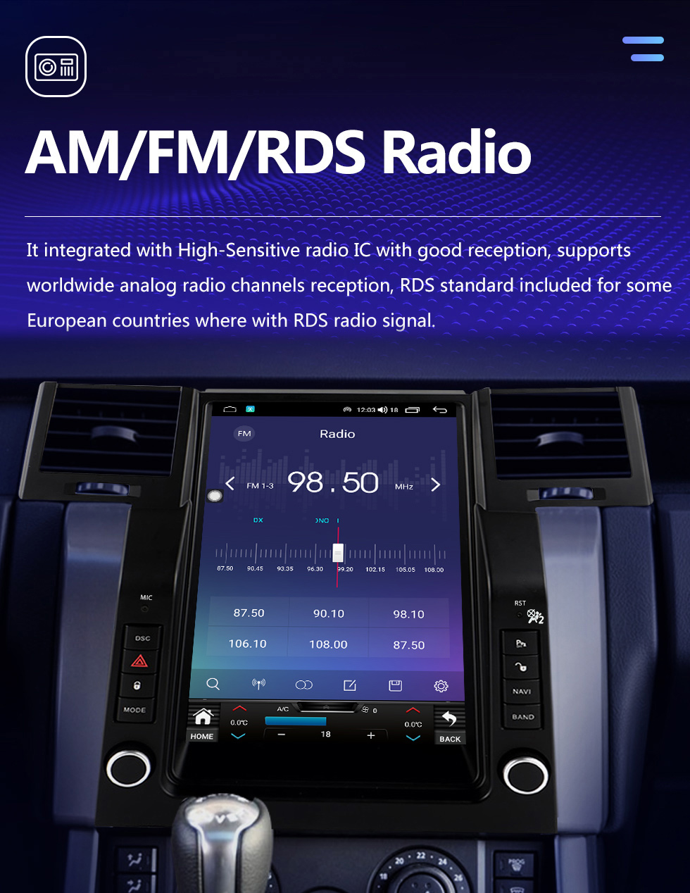 Seicane OEM 12,1 Zoll Android 10.0 für 2005-2009 Land Rover Range Rover Sport Radio GPS Navigationssystem mit HD Touchscreen Bluetooth Carplay Unterstützung OBD2 DVR TPMS