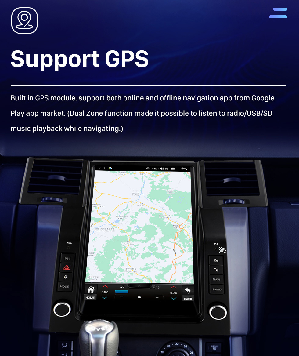 Seicane OEM 12,1 Zoll Android 10.0 für 2005-2009 Land Rover Range Rover Sport Radio GPS Navigationssystem mit HD Touchscreen Bluetooth Carplay Unterstützung OBD2 DVR TPMS