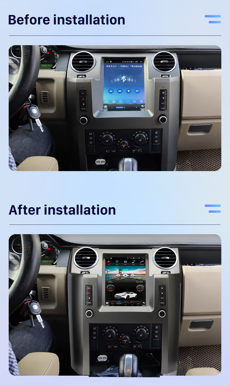 Seicane 9,7 polegadas 2004-2009 Land Rover Discoverer 3 Android 10.0 Unidade principal Navegação GPS Rádio USB com USB Bluetooth WIFI Suporte DVR OBD2 TPMS AHD Camera