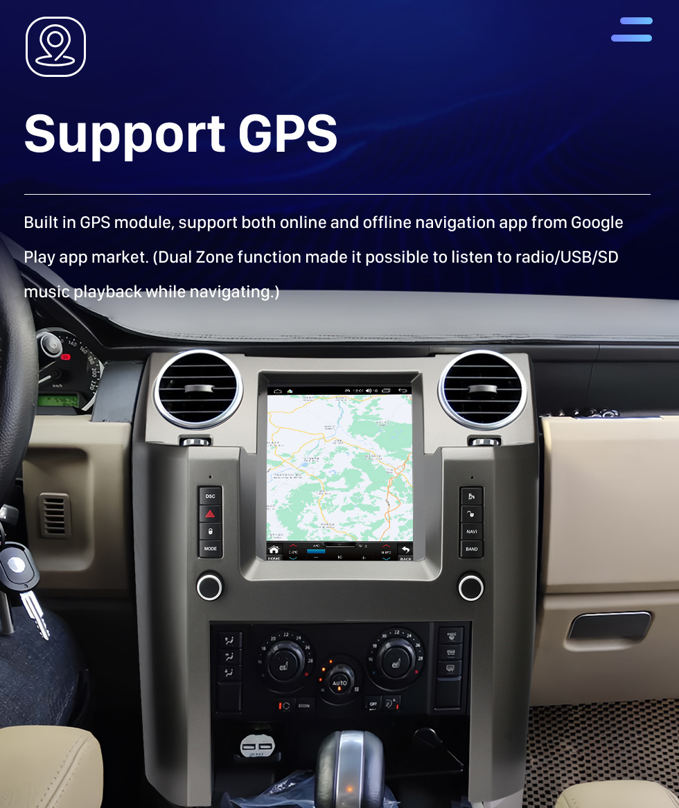 Seicane 9,7 pouces 2004-2009 Land Rover Discoverer 3 Android 10.0 Unité principale Navigation GPS Radio USB avec prise en charge USB Bluetooth WIFI DVR OBD2 TPMS AHD Caméra Seicane 9,7 pouces 2004-2009 Land Rover Discoverer 3 Android 10.0 Unité principale Navigation GPS Radio USB avec prise en charge USB Bluetooth WIFI DVR OBD2 TPMS AHD Caméra
