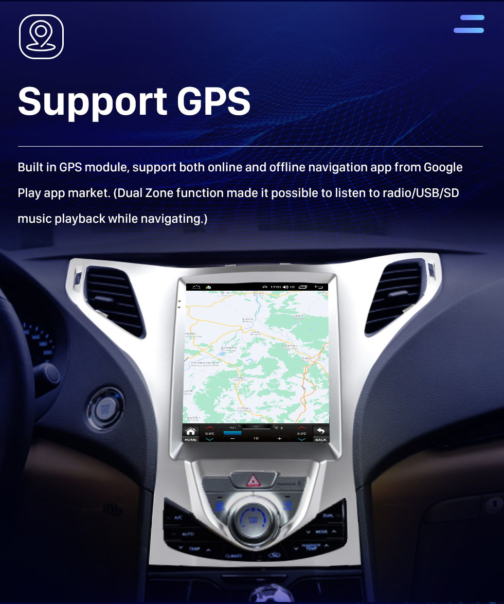 Seicane OEM 9,7-дюймовый Android 10.0 для HYUNDAI Azera Radio 2011-2012 GPS-навигационная система с сенсорным экраном HD Bluetooth Carplay Поддержка OBD2 DVR