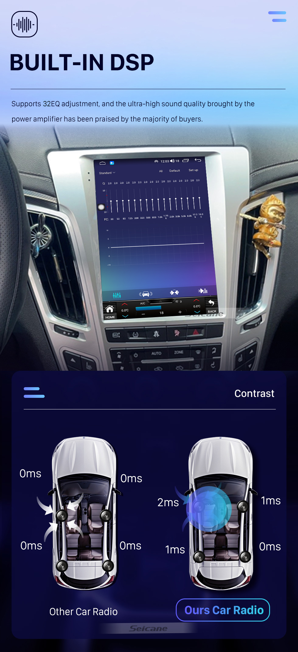 Seicane OEM 9,7 Zoll Android 10.0 Radio für 2007-2012 Cadillac CTS Bluetooth WIFI HD Touchscreen GPS Navigationsunterstützung Carplay AHD Kamera DAB+ OBD2