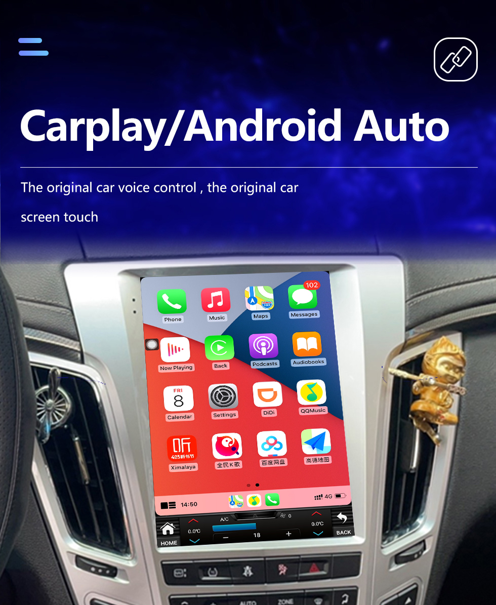 Seicane OEM 9.7 pulgadas Android 10.0 Radio para 2007-2012 Cadillac CTS Bluetooth WIFI HD Pantalla táctil Soporte de navegación GPS Carplay AHD cámara DAB + OBD2