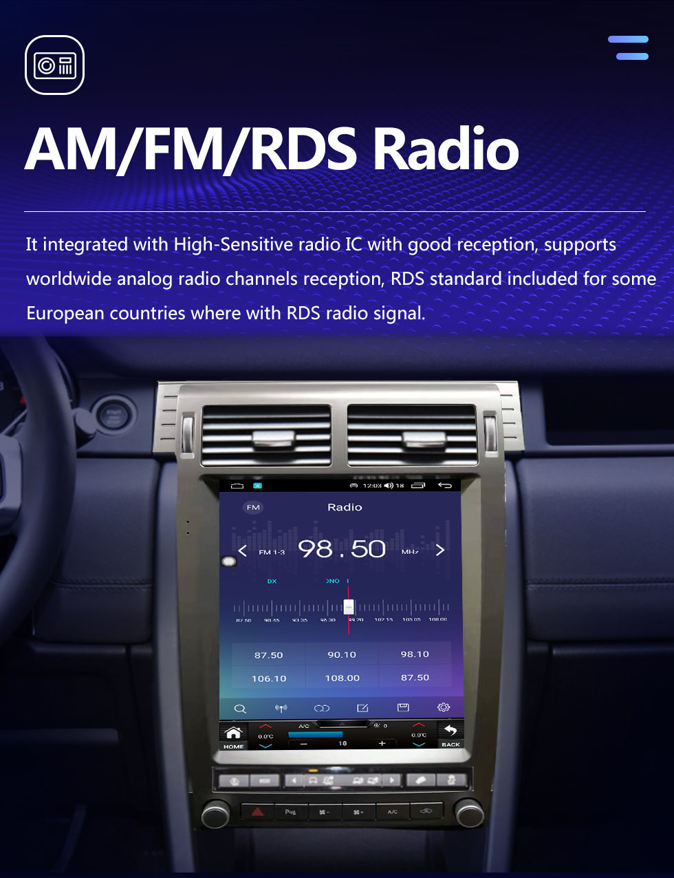 Seicane 12,1 pouces Android 10.0 HD Radio de navigation GPS à écran tactile pour 2016-2019 Land Rover Discovery Sport avec prise en charge Bluetooth USB AUX Carplay TPMS