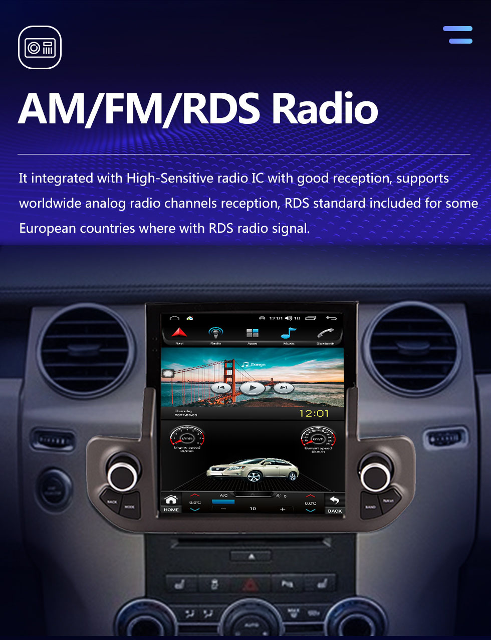 Seicane OEM 9,7 pouces Android 10.0 Radio pour 2009-2016 Land Rover Discoverer 4 LR4 Bluetooth WIFI HD Navigation GPS à écran tactile avec prise en charge Bluetooth Carplay Caméra AHD