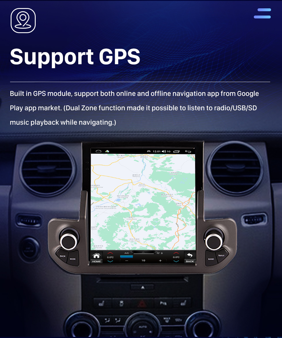 Seicane OEM 9,7 pouces Android 10.0 Radio pour 2009-2016 Land Rover Discoverer 4 LR4 Bluetooth WIFI HD Navigation GPS à écran tactile avec prise en charge Bluetooth Carplay Caméra AHD