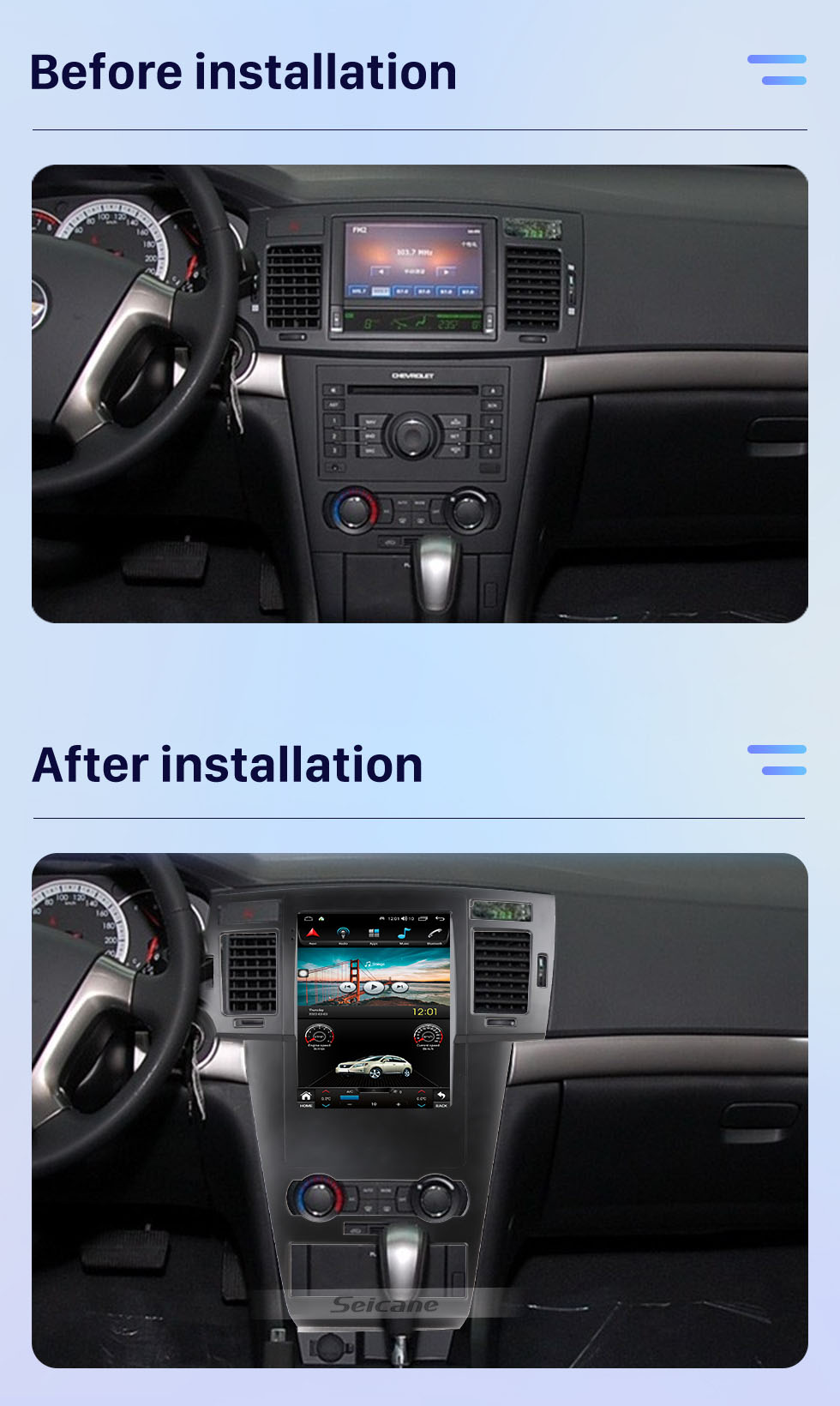 Seicane Alles in einem Android 10.0 9,7 Zoll 2008–2012 Chevrolet Epica GPS-Navigationsradio mit Touchscreen Carplay Bluetooth-Unterstützung AHD-Kamera