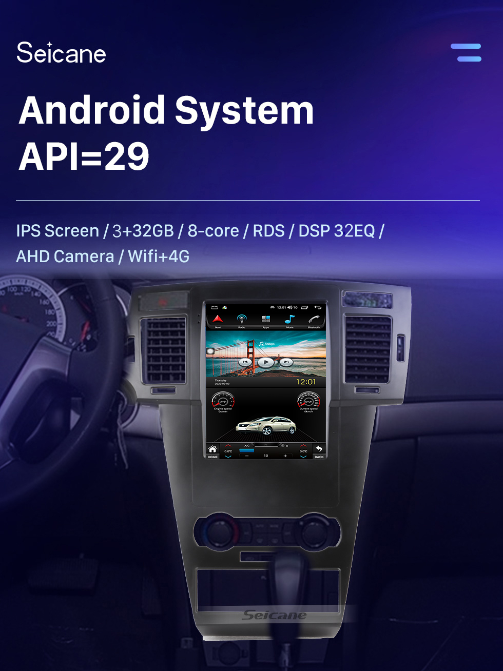 Seicane Alles in einem Android 10.0 9,7 Zoll 2008–2012 Chevrolet Epica GPS-Navigationsradio mit Touchscreen Carplay Bluetooth-Unterstützung AHD-Kamera