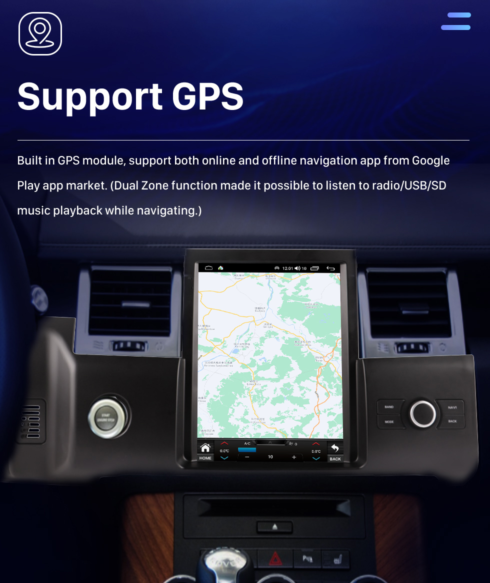 Seicane OEM Android 10.0 para 2010-2013 Land Rover Range Rover Sport Radio Sistema de navegación GPS con pantalla táctil HD de 9.7 pulgadas Soporte Bluetooth Cámara Carplay AHD