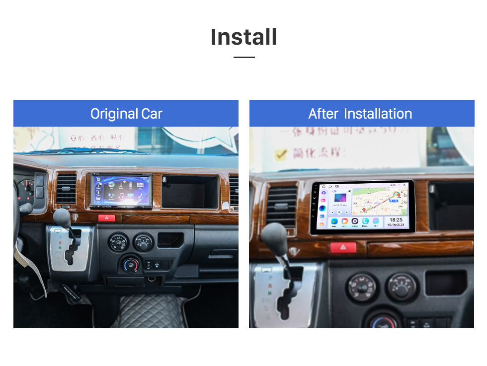 Seicane Radio à écran tactile Android 13.0 pour 2010-2016 2017 2018 Toyota Hiace avec prise en charge Carplay Bluetooth intégrée Commande au volant Caméra AHD Seicane Radio à écran tactile Android 13.0 pour 2010-2016 2017 2018 Toyota Hiace avec prise en charge Carplay Bluetooth intégrée Commande au volant Caméra AHD